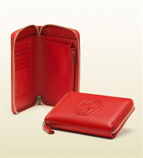 gucci soho red leather zip around wallet|Gucci accessory collection wallet.